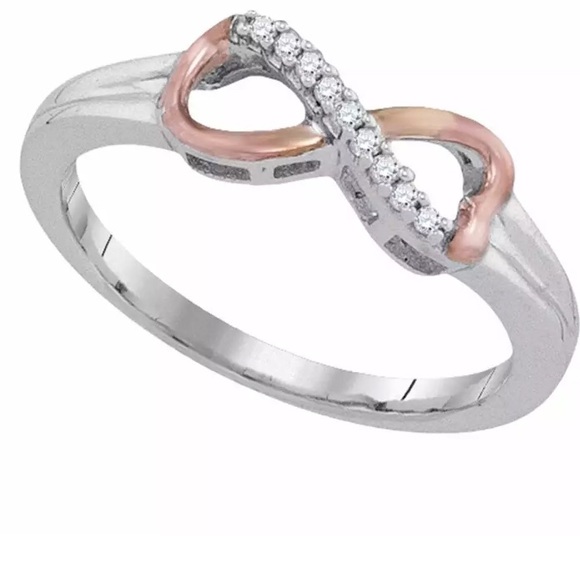 Sterling Silver Women Diamond Infinity Ring 1/20CT - Picture 1 of 1